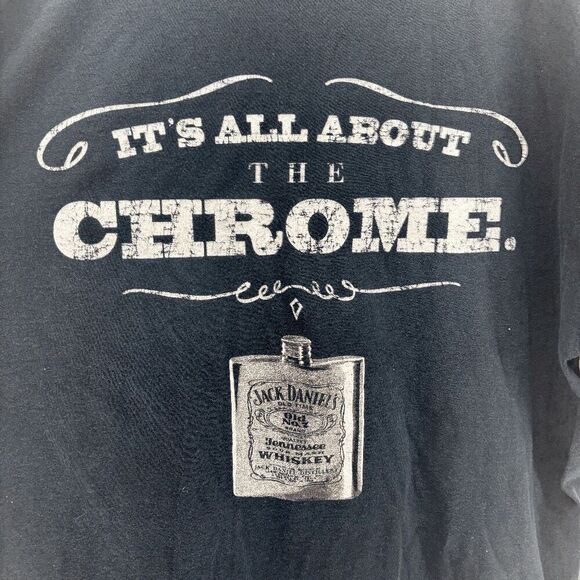 Vintage Jack Daniels T Shirt Size XL It's All About The Chrome Whisky Flask - Picture 1 of 6